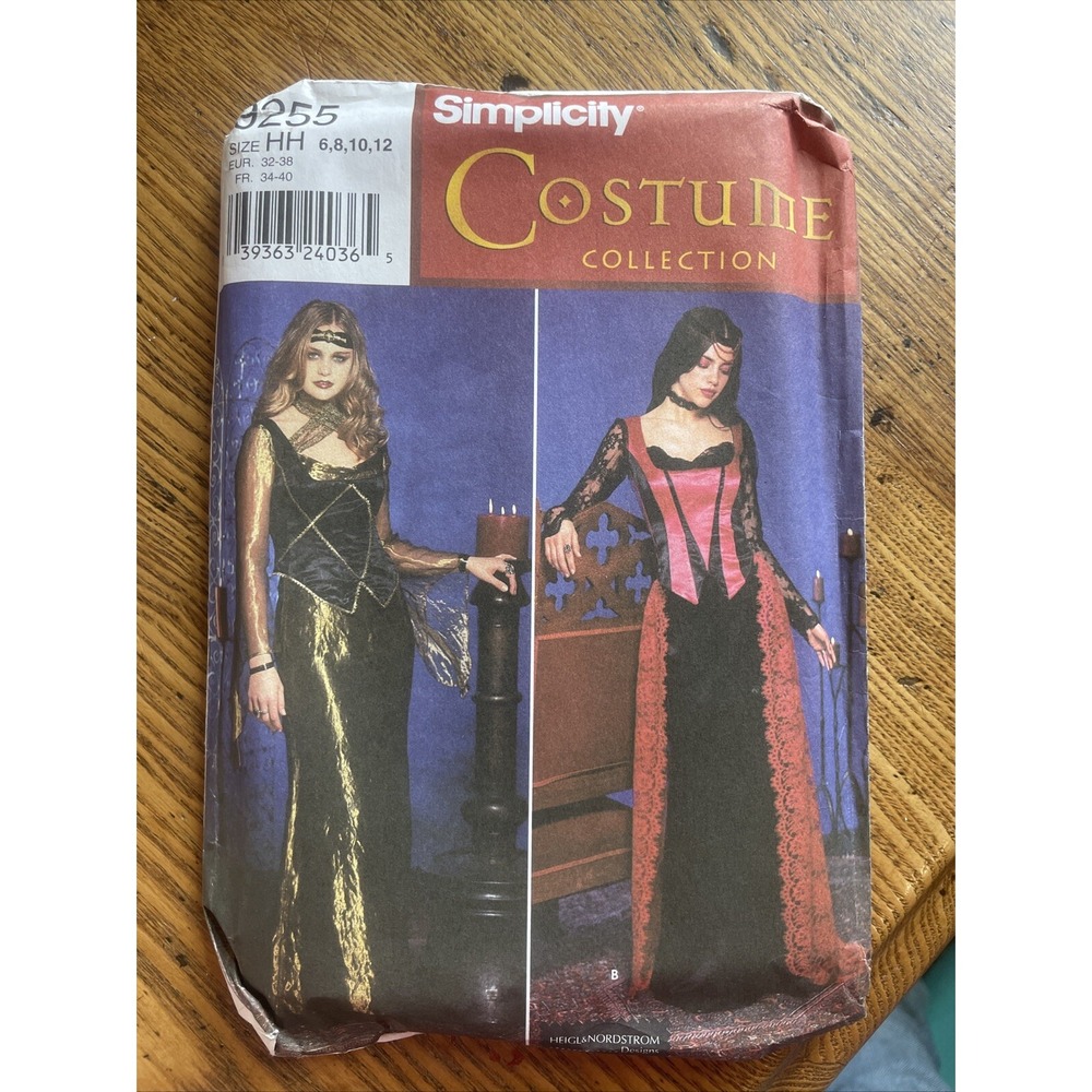 Simplicity 9255 Pattern Costume Collection Medieval Goth Halloween Sz 6 8 10 12
